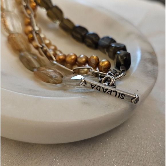 Boho Layered Silpada Smoky Quartz Brown‎ Bracelet Wedding Work - Picture 3 of 7